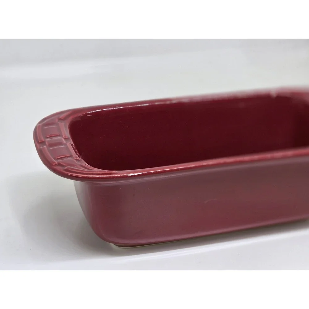 Longaberger Woven Traditions Small Loaf Baking Dish Paprika Red Ceramic Bakeware